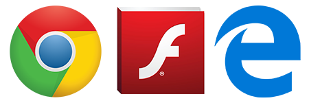 Google Chrome, Adobe Flash, Edge Logo Google Chrome, Adobe Flash, Edge Logo